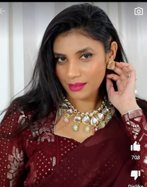 Kundan multicolored neckpiece
