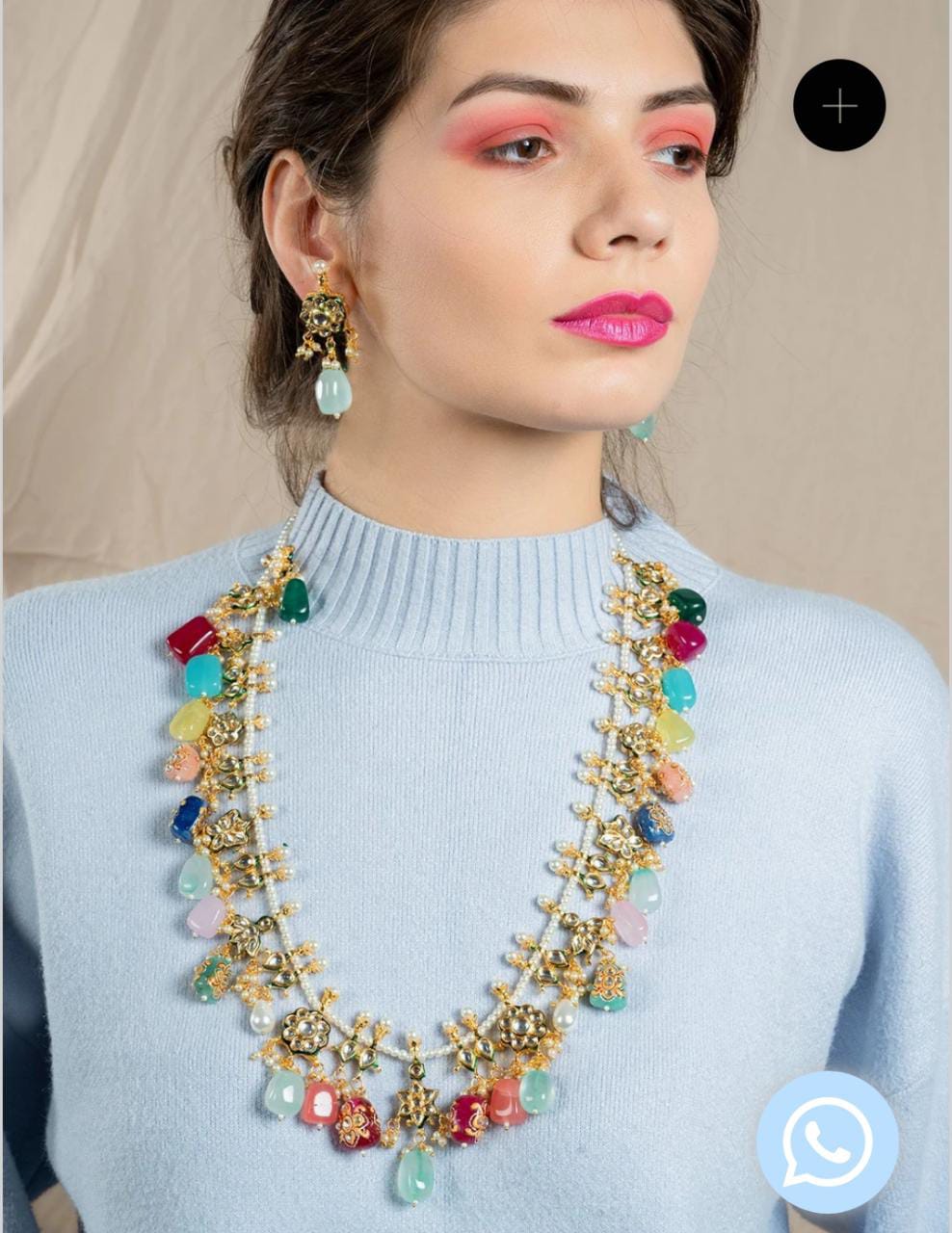 Multicolored tanjore beads mala