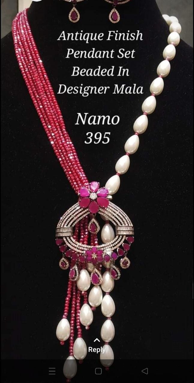 Crystal beads mala with AD pandent
