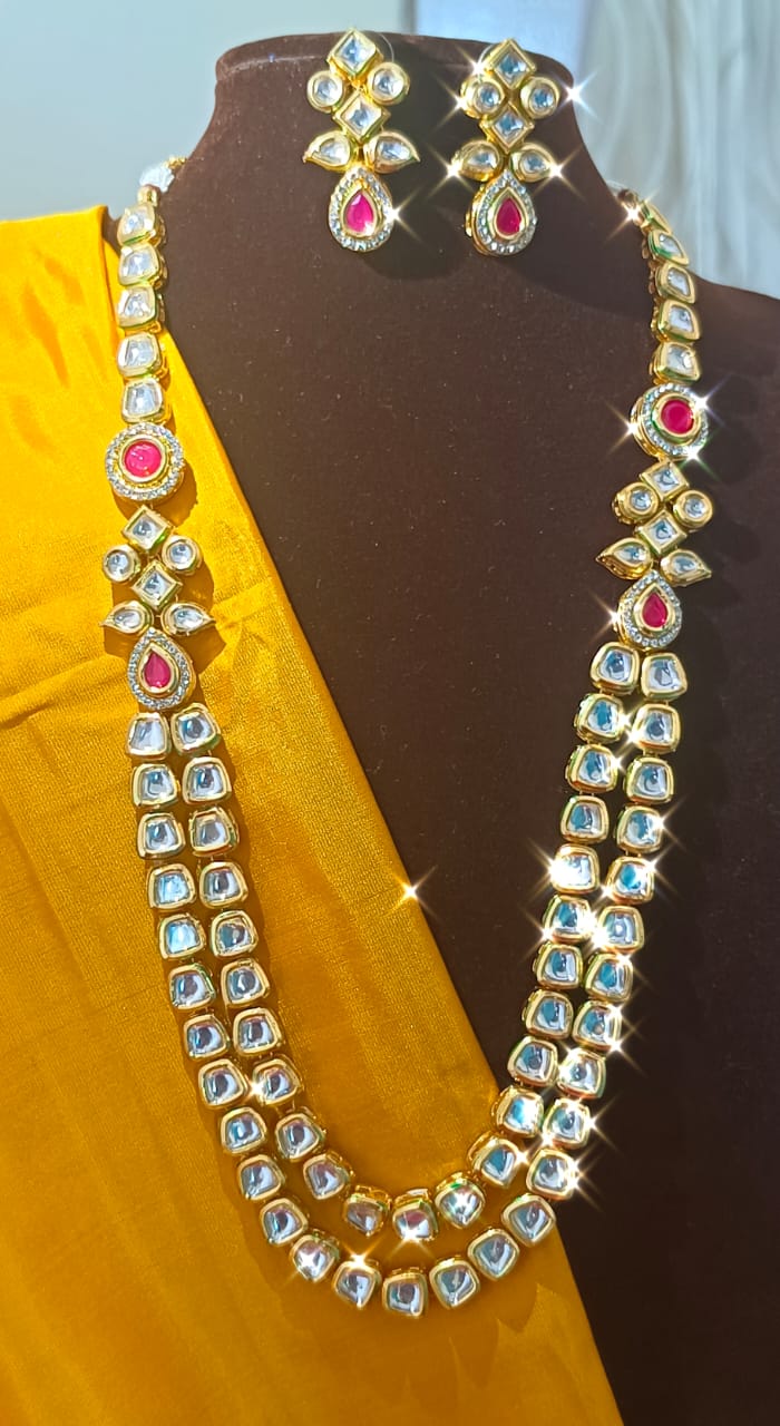 Kundan double line neckpiece