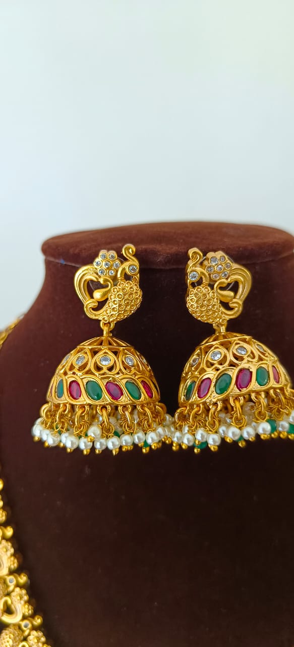 Peacock design golden neckpiece