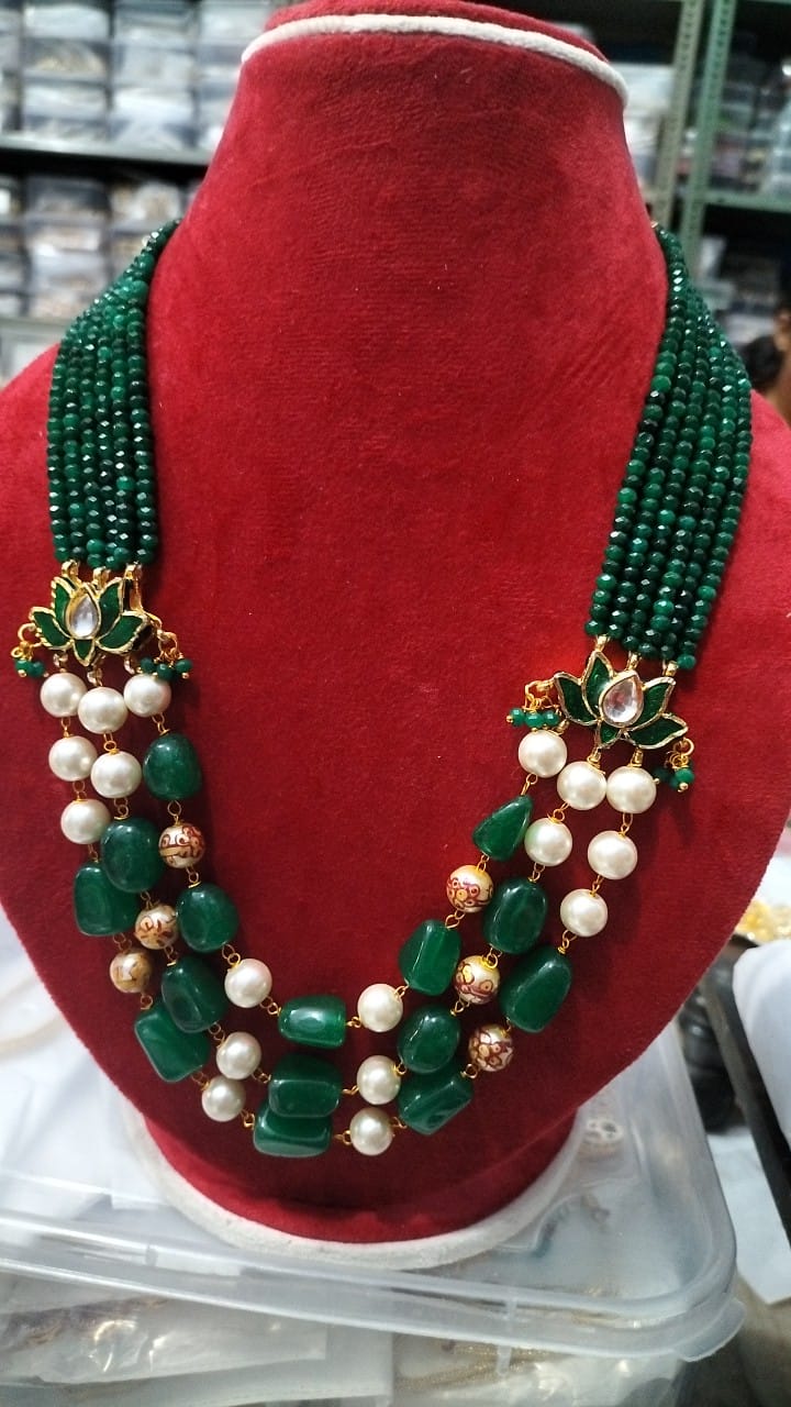 Crystal mala with meenakari