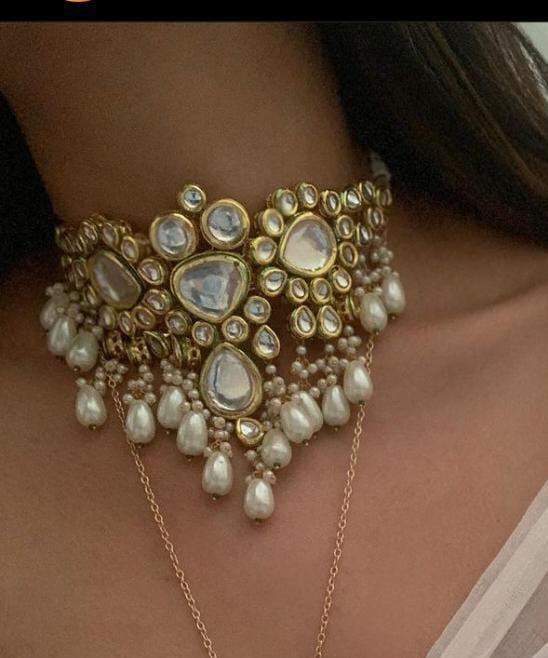 Kundan pearl drop choker