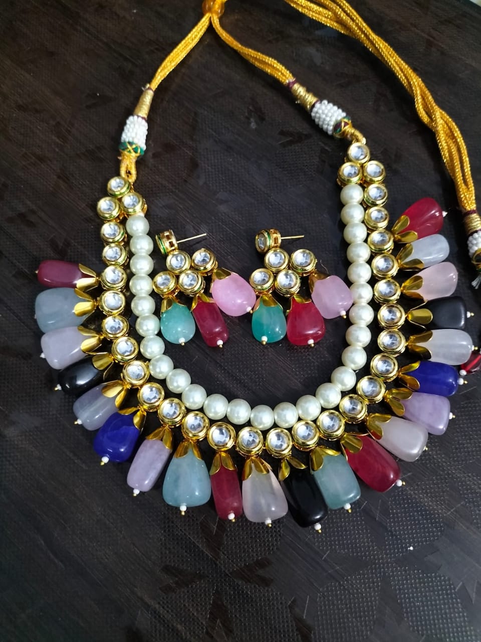 Kundan pearl multicolored beads set