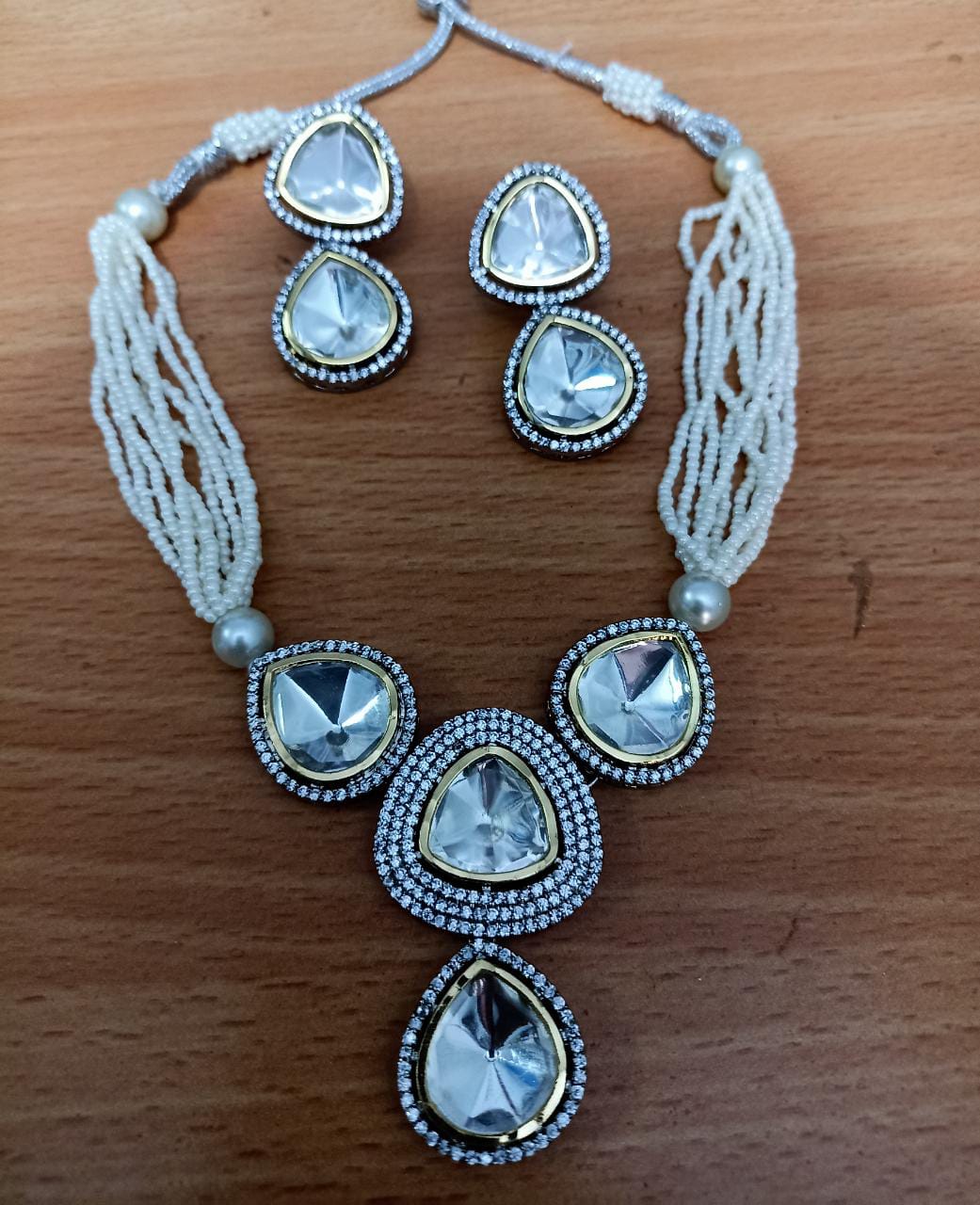 Kundan polki pearl set