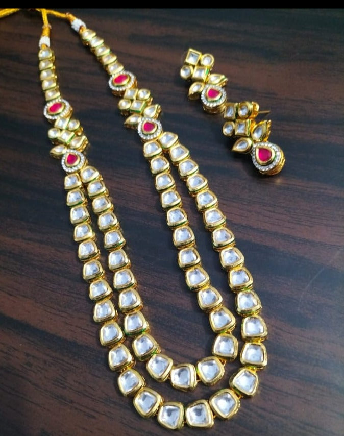 Kundan double line neckpiece