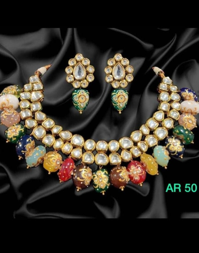 Kundan multicolored neckpiece