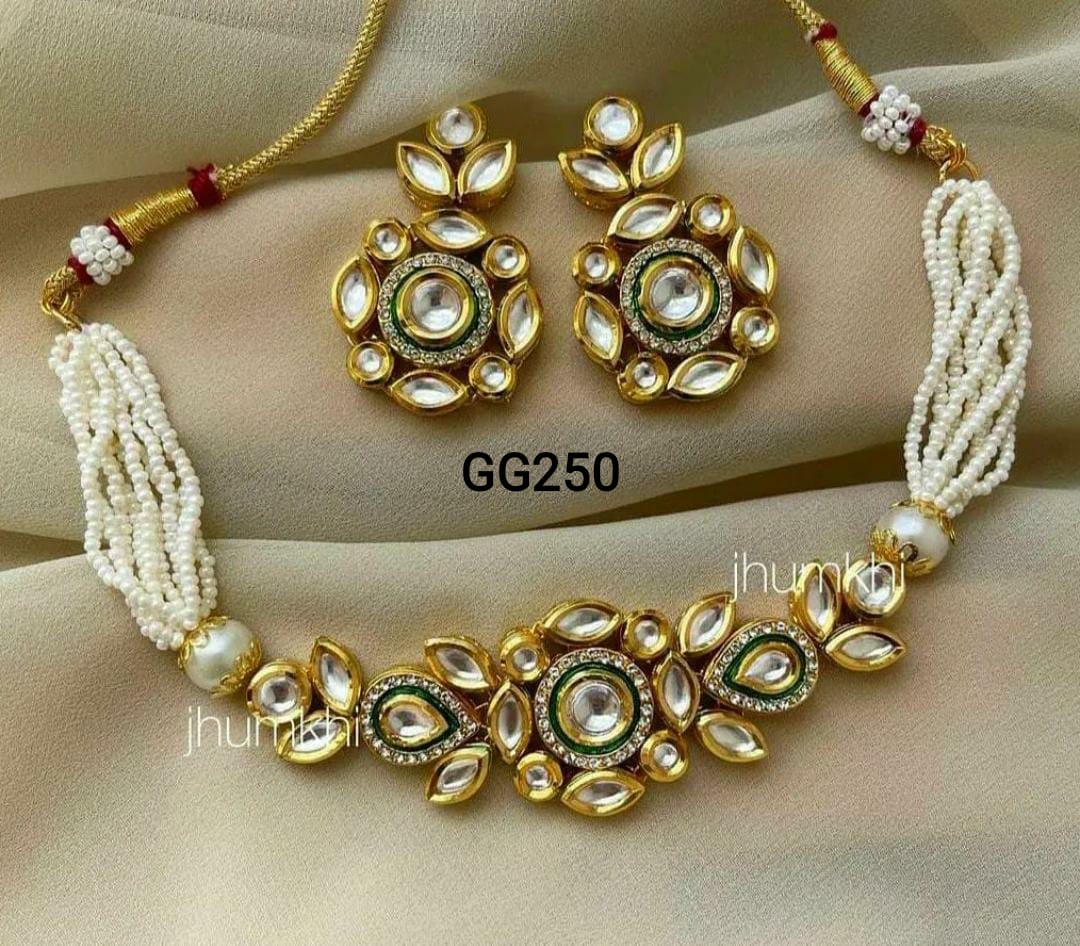 Kundan meenakari pearl set