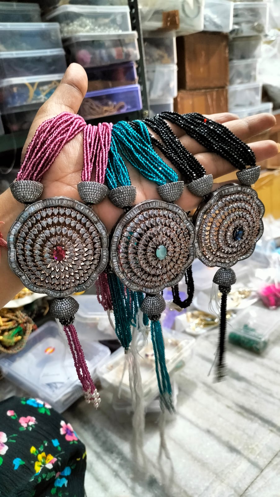 Victorian pandent set with Hydrobeads mala