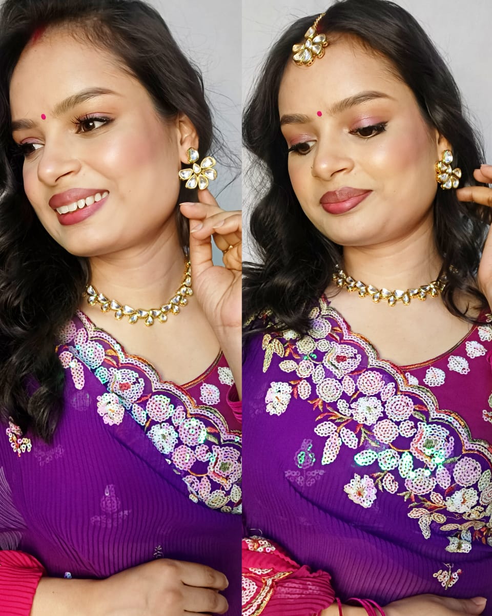 Kundan flower maangtika set