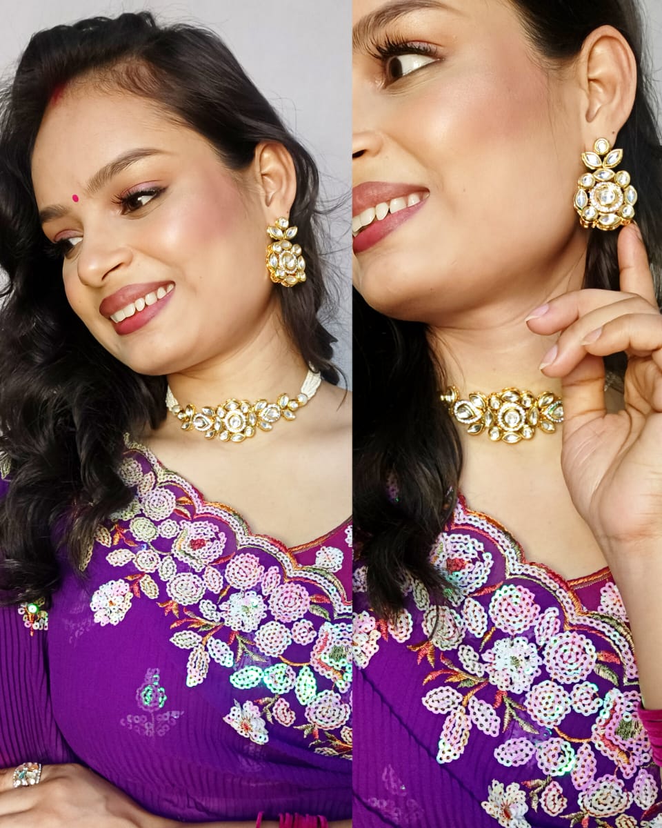 Kundan meenakari pearl set