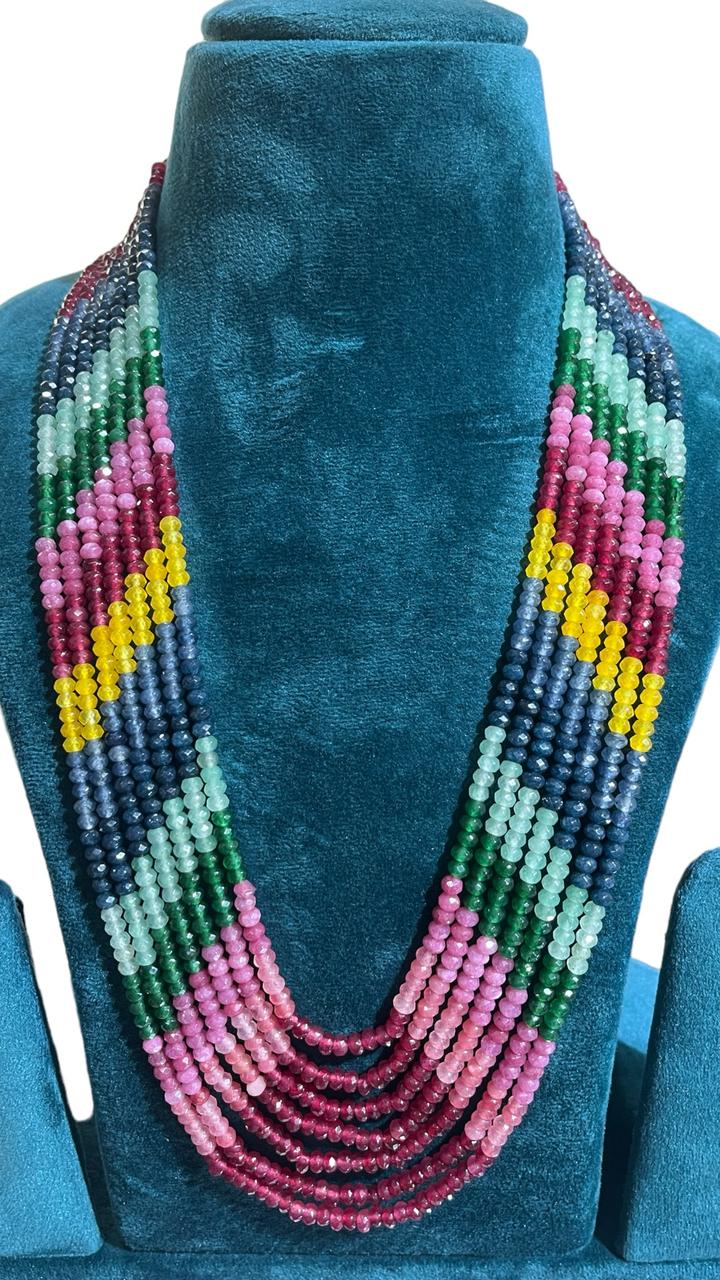 Agate beads muticolored mala