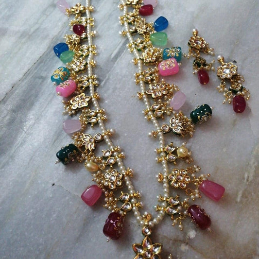 Multicolored tanjore beads mala