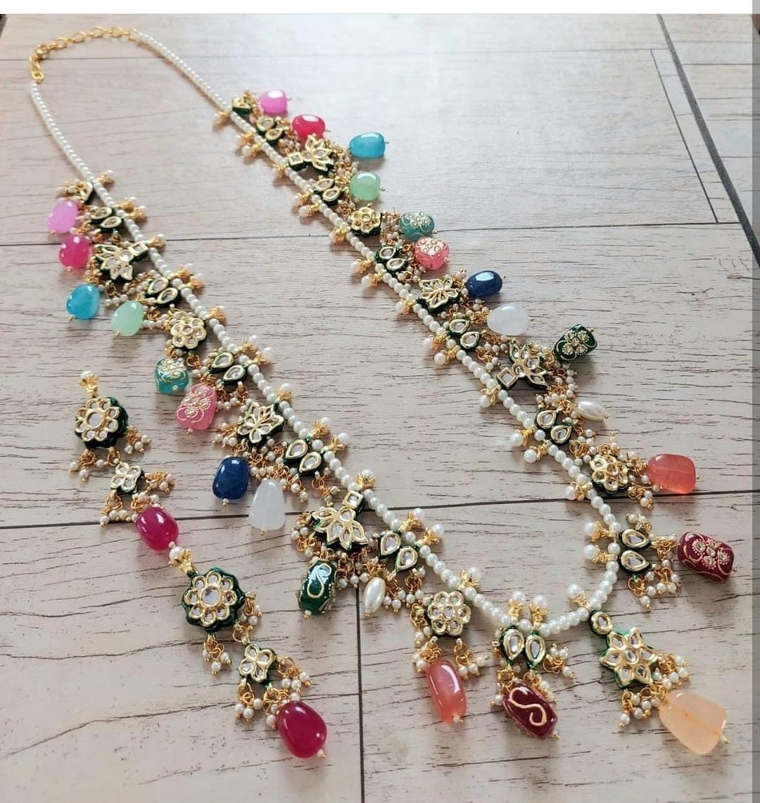 Multicolored tanjore beads mala