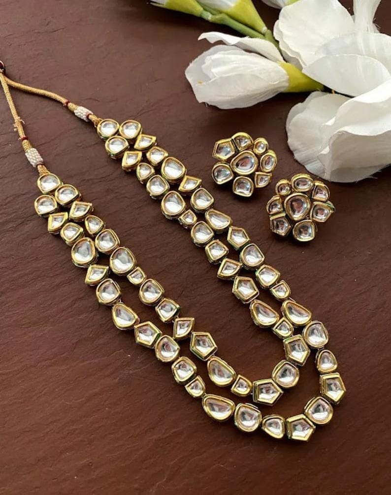 Kundan double line neckpiece