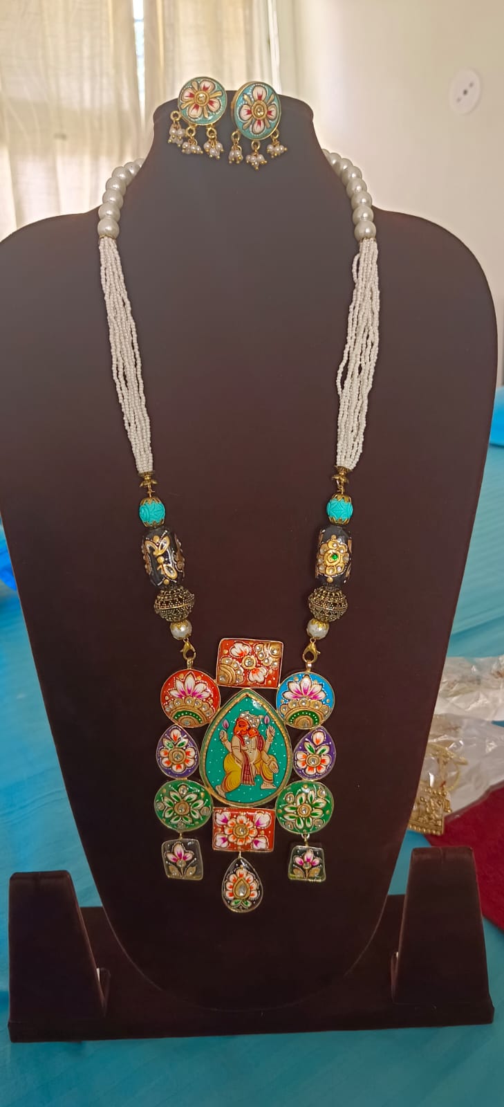 Tanjore ganesh ji neckpiece