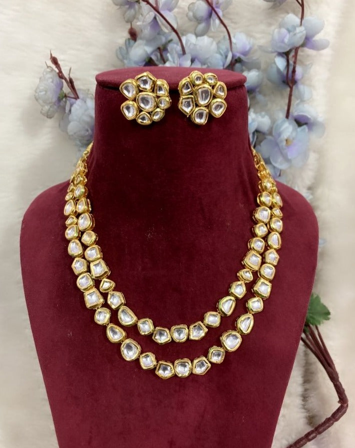 Kundan double line neckpiece