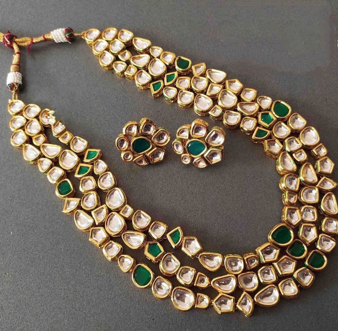 Three layer kundan neckpiece