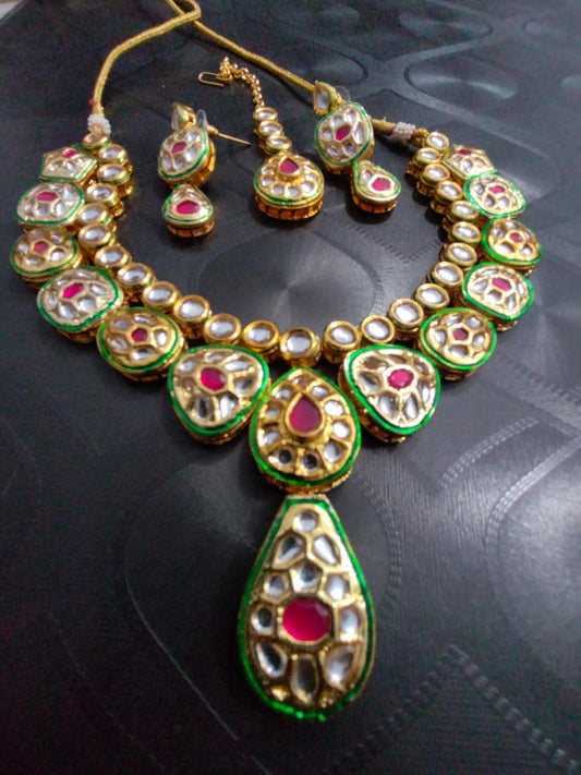 Kundan meenakari ruby stone neckpiece