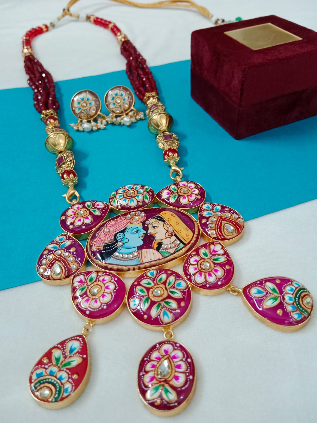 Tanjore ganesh ji neckpiece