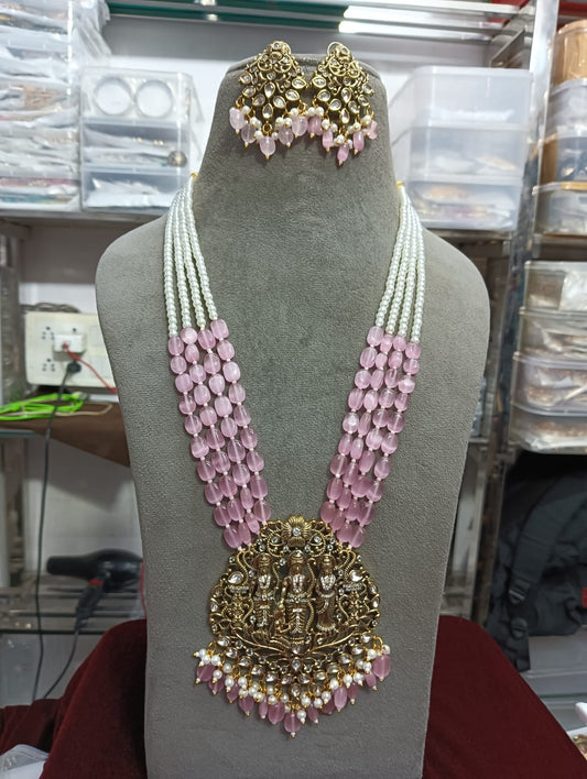 Pink monalisa temple jewellery