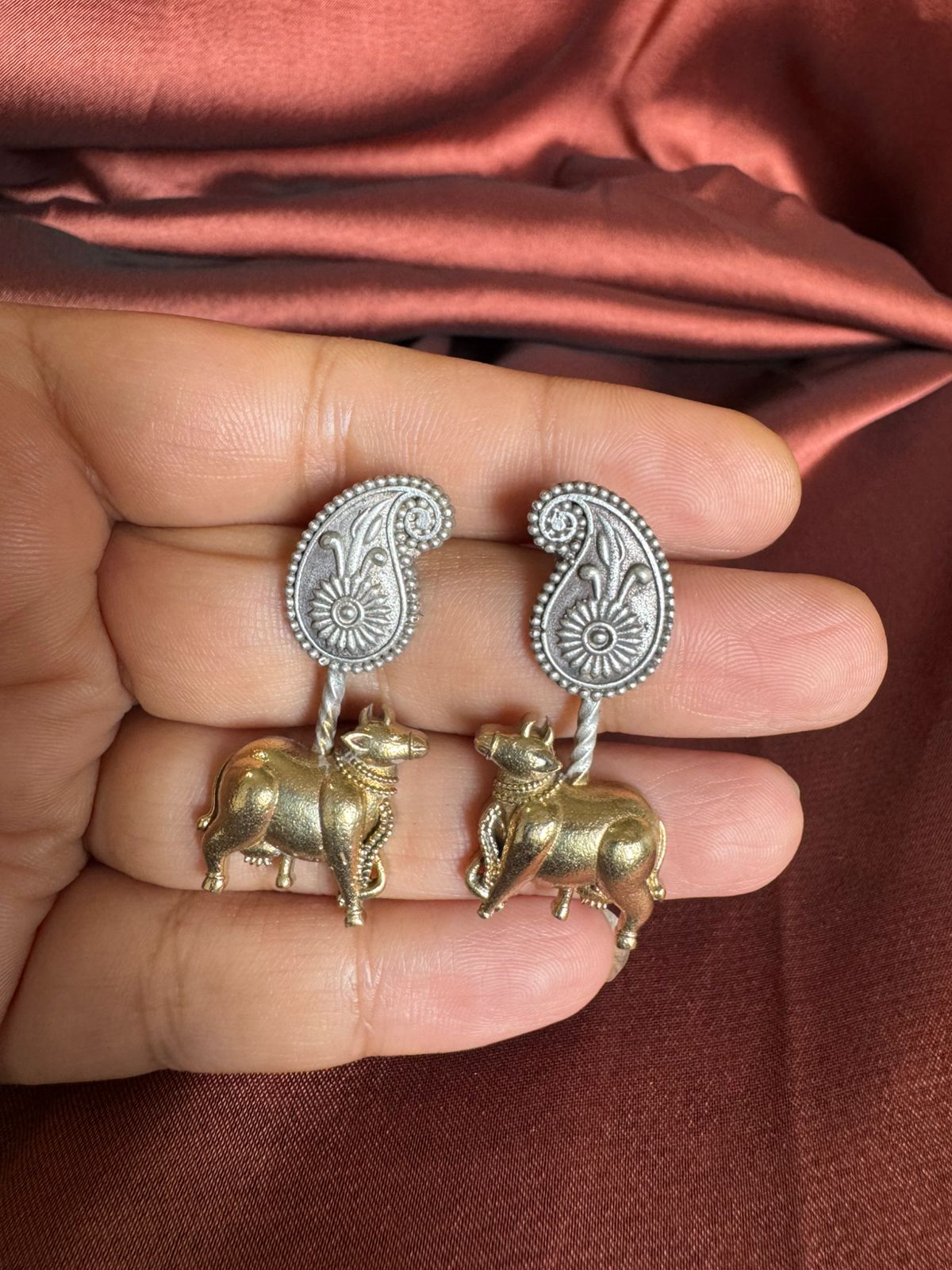 Silver Replica Nandi Earrings