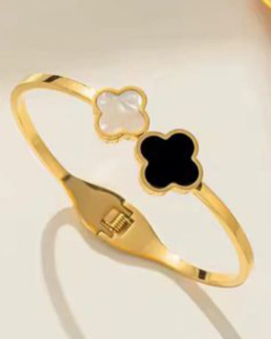 Clover charm dual Gold-plated bracelet
