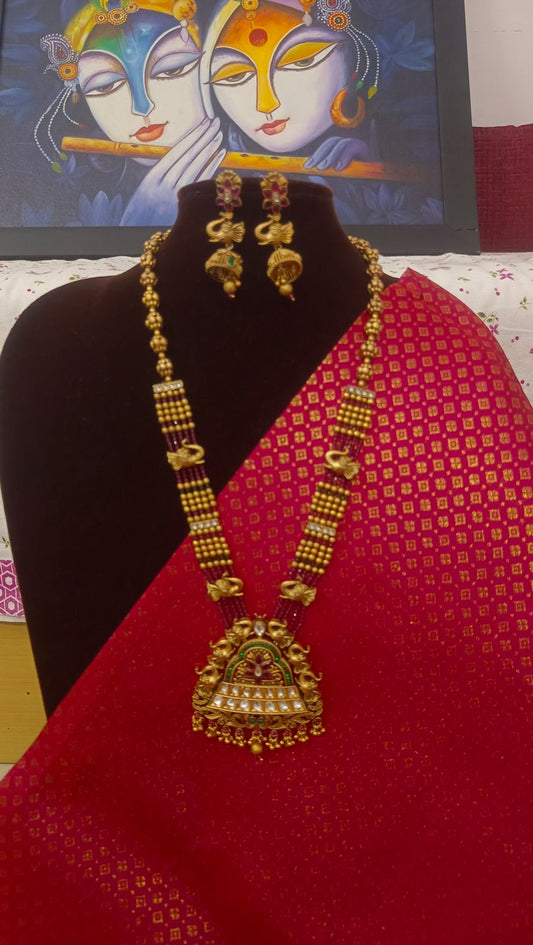 Temple Mahalaxmi matar mala Neckpiece
