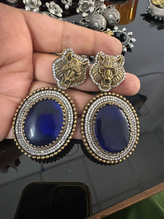Tarang Blue Monalisa stone Earrings
