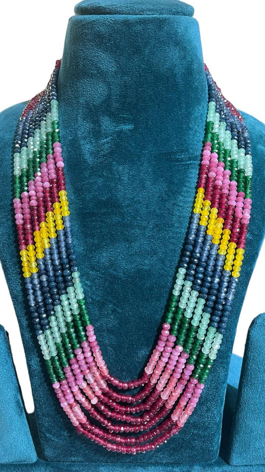 Agate beads muticolored mala