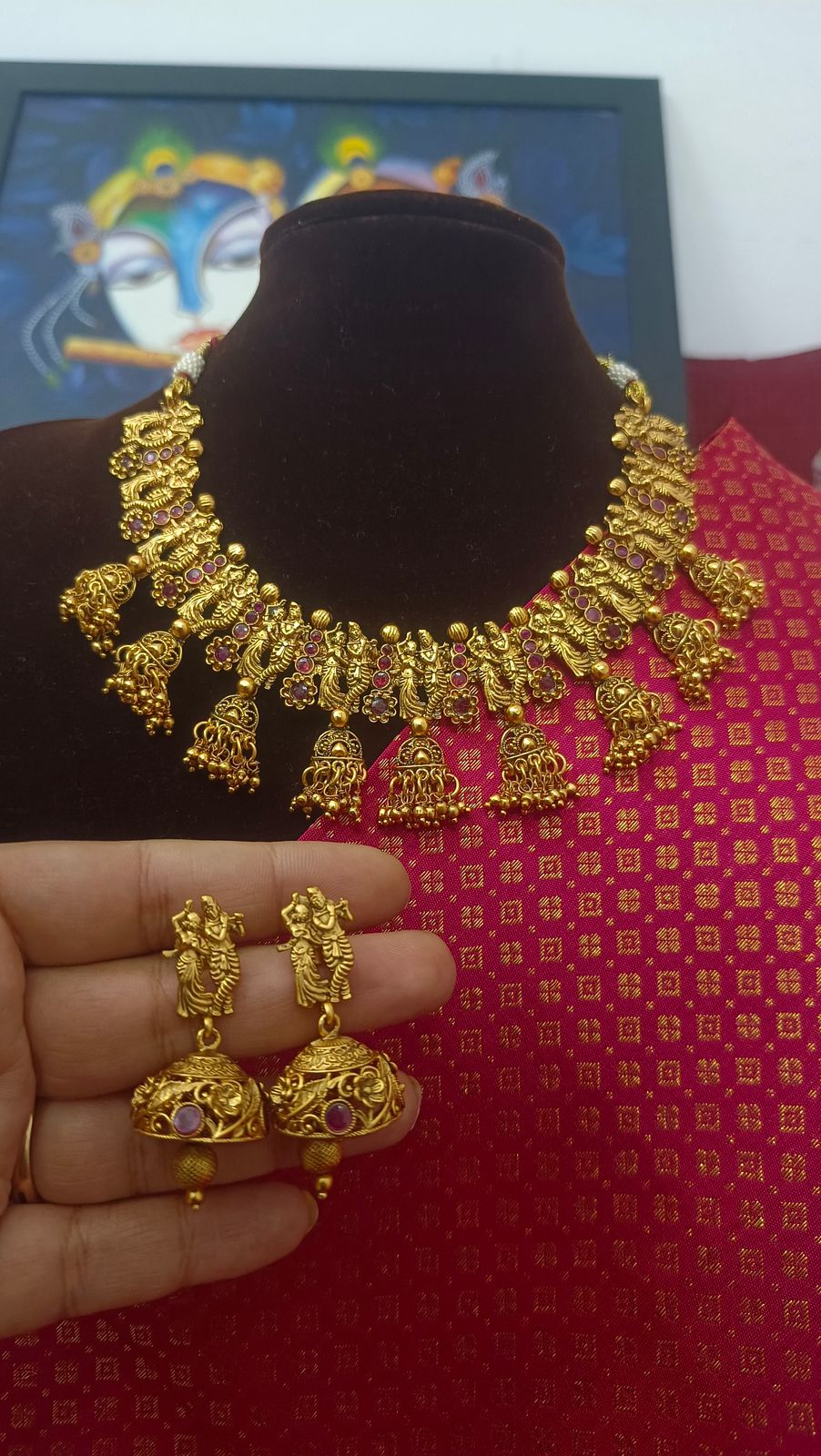 Radha krisha  temple neckpiece